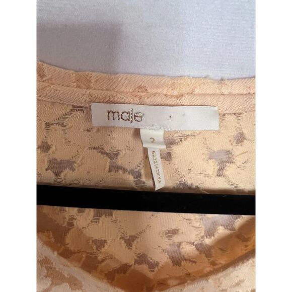 Maje Top Size 2 V Neck Tee Peach Color Stylish'd - Picture 3 of 4